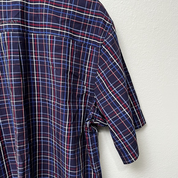 Ariat Pro Series Shirt Men's Large Blue Red Plaid Button‎ Up Western Performance - Picture 9 of 10